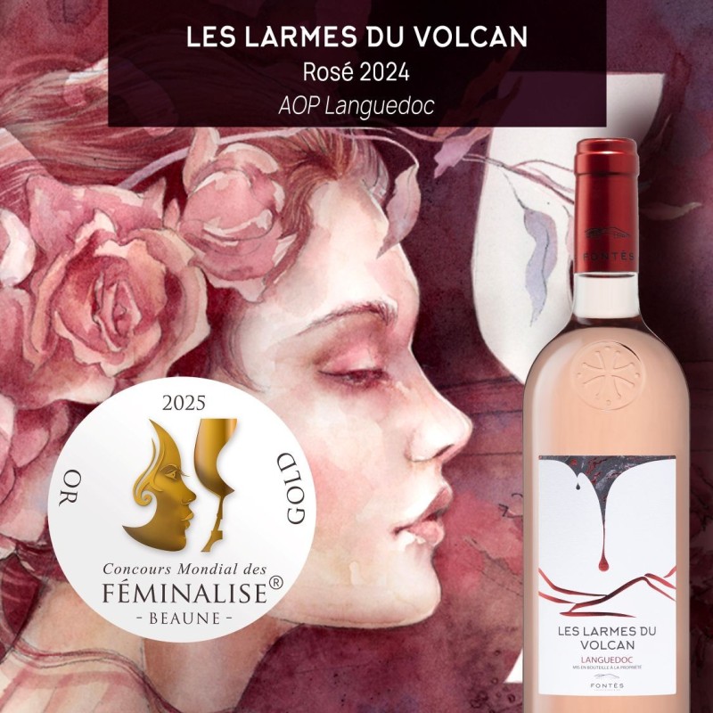 Les Larmes du Volcan, vin AOP rosé du Languedoc, Cave Coopérative de Fontès des Vignerons de Fontès