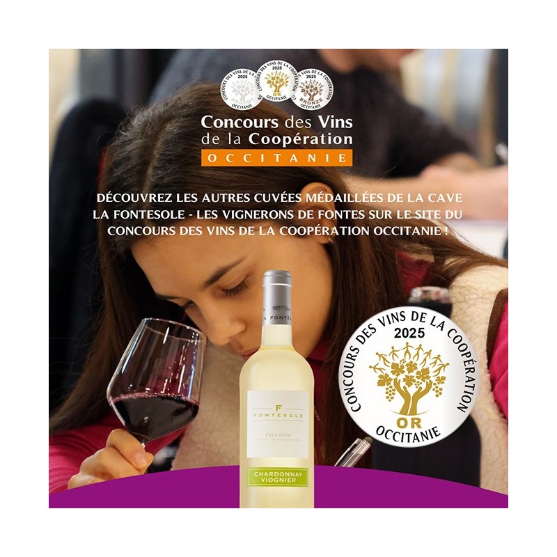 Fontesole Chardonnay Viognier blanc IGP Oc -Cave coopérative de Fontès