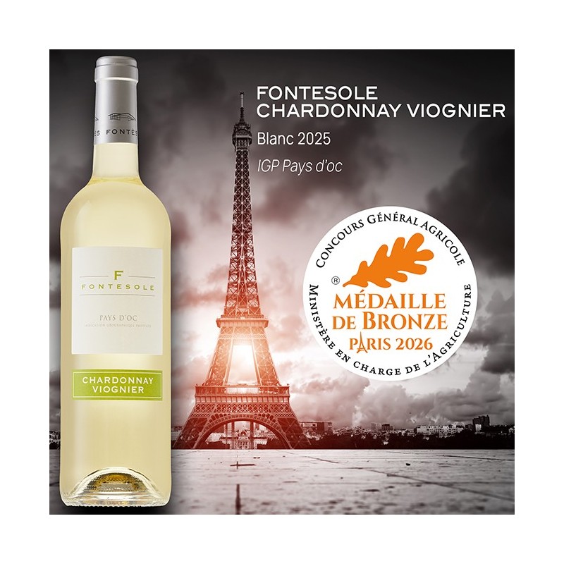 Fontesole Chardonnay Viognier blanc IGP Oc -Cave coopérative de Fontès